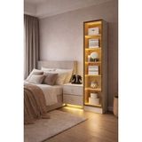 Eos Mobilya Tek Kapak Gardırop Sensörlü LED Aynalı Reflekte Cam Elbise Dolabı 50X59X218 cm - 501 - Vizon - Bej