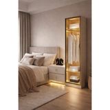 EOS Mobilya Tek Kapak Gardırop Sensörlü LED Aynalı Reflekte Cam Elbise Dolabı 50X59X218 cm - 502 - Vizon - Bej