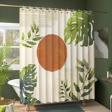 EOSAHR Boho Banyo Dekoru için Duş Perdeleri - Orta Yüzyıl Modern Ev Dekorasyonu için Çiftlik Evi Banyo Perdesi Seti - Su Geçirmez Soyut Duş Perdesi (Güneş ve Bitki)