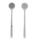 EOT Wellness Bükülebilir Uzun Saplı Silikon Vücut Fırçası ve Saç Temizleyici - Banyo Duşu Arka Fırçası, Şampuan Saç ve Saç Derisi Masajı, Duş için Arka Scrubber (Açık Gri)