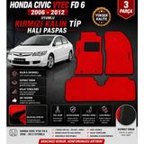 EP Garaj Otomotiv 🚗 Honda Cıvıc Fd6 2006-2012 Model Uyumlu Kırmızı Kalın Tip Halı Paspas Takımı – 3 Parça