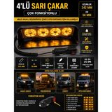EP Garaj Otomotiv Universal 4'lü Sarı Çakar Lamba Çok Fonksiyonlu Çakmaklık Girişli