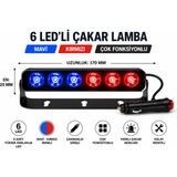 EP Garaj Otomotiv Universal 6 Led'li Çakar Lamba Mavi Kırmızı Çakmaklık Girişli Çok Fonksiyonlu