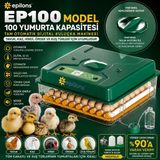 Ep100 Kuluçka Makinesi Yeni Nesil Suluk Üstten Havalandırma Sistemli Tavuk Kaz Hindi Ve Kuş Türleri İçin
