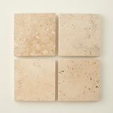 Ephesus 4'lü Traverten Bardak Altlığı (10X10 Cm) - 10 x 10 cm