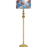 Epifanio Vega Gold Üçlü Küre Tek Ayaklı Metal Lambader - Flowers Desenli