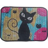 Epilla Desenli Renkli Elekli Kedi Tuvalet Önü Paspası (Mavi) 60 x 45 cm - Sarı