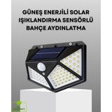 Epilons 100 LED Solar Lamba Hareket Algılamalı Bahçe Duvar Dış Mekan Aydınlatma