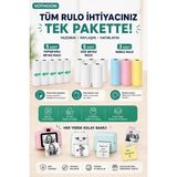 Epilons 13’lü Mini Yazıcı Termal Rulo Seti Çocuk Kamera Baskı Kağıdı 5 Yapışkanlı 5 Düz Beyaz 3 Renkli