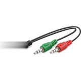 Epilons 2 x 3.5 mm To 3.5 mm F Kablo 2lıne Mikrofon + Kulaklık 20CM Siyah HDX1053