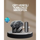 Epilons 2’li Kablosuz Yaka Mikrofonu Type-C ve Lightning Uyumlu Profesyonel Set - Renkli