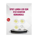 Epilons 3 Lü Pilli Kablosuz LED Spot Lamba Seti Kumandalı Kolay Montaj Aydınlatma