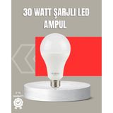 Epilons 30W Şarjlı LED Ampul E27 Duy %80 Enerji Tasarruflu Soğuk Beyaz - 1 - 10 W