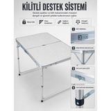 Epilons 4 Kişilik Katlanabilir Kamp Masası Seti 4 Tabureli 50-65 cm Ayarlanabilir Yükseklik