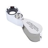 Epilons 40X25MM Metal Uv Işıklı Profesyonel Lup Büyüteç Ultra Detay Inceleme ve Kontrol Merceği