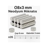 Epilons 5 Adet 8X3MM Yuvarlak Neodyum Mıknatıs Güçlü Nikel Kaplamalı Kaliteli Dayanıklı Magnet