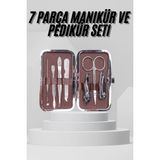 Epilons 7 Parça Paslanmaz Çelik Manikür ve Pedikür Seti Çantalı Profesyonel