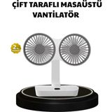 Epilons 720° Dönebilen Çift Başlıklı USB Şarjlı Masaüstü Vantilatör – Sessiz ve Güçlü Serinlik