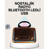 Epilons Ahşap Nostaljik Radyo Bluetooth USB Sd Kart Destekli