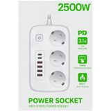 Epilons Akım Korumalı Priz ve Masaüstü Şarj Istasyonu Kablosuz 3 Priz ,4 Usb, 2 Type-C Girişli 2 Metre