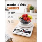 Epilons Beyaz Plastik Dijital Mutfak Tartısı – 24X16.8X1.5CM - Renkli