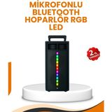 Epilons Bluetooth Işıklı Hoparlör - 2X5W Güç | USB + Tf Kart + Fm Radyo | Siyah Renk (Kopya)