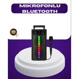 Epilons Bluetooth Işıklı Hoparlör - 2X5W Güç | USB + Tf Kart + Fm Radyo | Siyah Renk