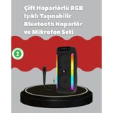 Epilons Çift 4 Inç Hoparlörlü Rgb Işıklı Bluetooth Ses Sistemi - 01-Siyah