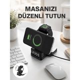Epilons Kablosuz Şarjlı Dijital Masa Saati – 3 Parlaklık Seviyeli Led, Hızlı Şarj Yeni Nesil