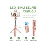 Epilons LED Işıklı Selfie Çubuğu Bluetooth Kumandalı Kablosuz Tripot Selfie Monopod Selfie Stick (Pembe)