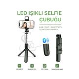 Epilons Led Işıklı Selfie Çubuğu Bluetooth Kumandalı Kablosuz Tripot Selfie Monopod Selfie Stick SİYAH