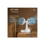 Epilons Masaüstü Dijital Ekranlı Çift Fanlı Led Işıklı Soğutucu Fan Ev Ofis Şarjlı Vantilatör FRTKGT55EM-EM-fan5