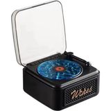 Epilons Nostalji Mini Plak Görünümlü Radyolu Bluetooth Hoparlör 3D Ses Dalgası Retro Müzik Plak Siyah