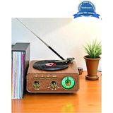 Epilons Nostaljik Tasarım Plak Çalar Görünümlü Radyolu Bluetooth Hoparlör Retro Müzik Plak Açık Ka - Renkli