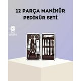 Epilons Paslanmaz Çelik Çok Fonksiyonlu 12 Parça Manikür Seti Şık Deri Çantada Taşınabilir