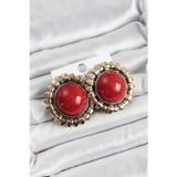 Epilons Pirinç Bordo Vintage Model Gold Renk Kadın Küpe - TJ-BKP10752