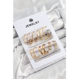 Epilons Pirinç Karışık Halka Model Gold Renk 6 Çift Kadın Küpe Set - TJ-BKP10885