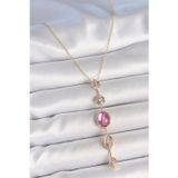 Epilons Pirinç Zincir Gold Renk Pembe Zirkon Taşlı Y Kolye - TJ-BKO10228