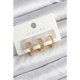 Epilons Pirinç Zirkon Taşlı Halka Model Gold Renk 3'lü Çift Kadın Küpe Set - TJ-BKP10838