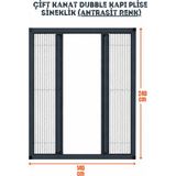 Epilons Plise Pileli Sürgülü Sineklik Dubble En 140 cm x Boy 240 cm Sürgülü Akordiyon Kapı Pencere Sineklik (Demir, Ahşap, Çelik,pimapen Kapı - Antrasit - 140 x 240