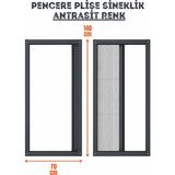 Epilons Plise Pileli Sürgülü Sineklik En 70 cm x Boy 140 cm Sürgülü Akordiyon Kapı Pencere Sineklik - Antrasit - 70 x 140