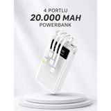 Epilons Powerbank Şarj Cihazı 4 Çıkışlı 20.000 Mah Powerbank Kompakt Yüksek Kapasiteli Hızlı Şarj
