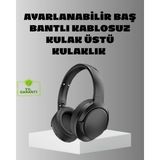 Epilons Siyah Kablosuz Bluetooth Kulaklık 300 Mah Hızlı Şarj Katlanabilir Pedli