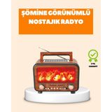 Epilons Şömine Alev Işıklı Solar Bluetooth Hoparlör - 7W Güçlü Ses, Fm Radyo