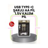 Epilons Tekrar Şarj Edilebilir Aa Usb Type-c Pil | 1000+ Döngü | 1.5v Sabit Voltaj