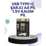Epilons Type-c Usb İle Hızlı Şarj Edilebilir Aa Kalem Pil | 1.5v Lityum | Çiftli Paket