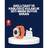 Epilons Watch 9 Max Akıllı Saat ve Kablosuz Kulaklık Seti 2 Kordonlu Sesli Görüşme Özellikli - .