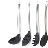 Epinox Silikon Siyah Mutfak Seti 6 (Silikon Kaşık, Kepçe, Spagetti Kaşığı, Kevgir)