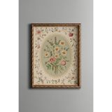 epiqart Çiçek Buketi Deseni - Vintage Desenli Çerçeve - İnce Model