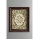 epiqart Zarif Kuş ve Çiçek Kompozisyonu - Vintage Desenli Tablo - Kalın Model